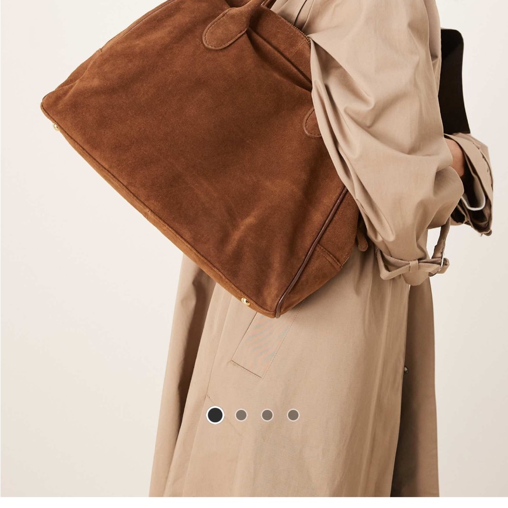 Brand New ASOS Brown 100% Suede Bowler Bag